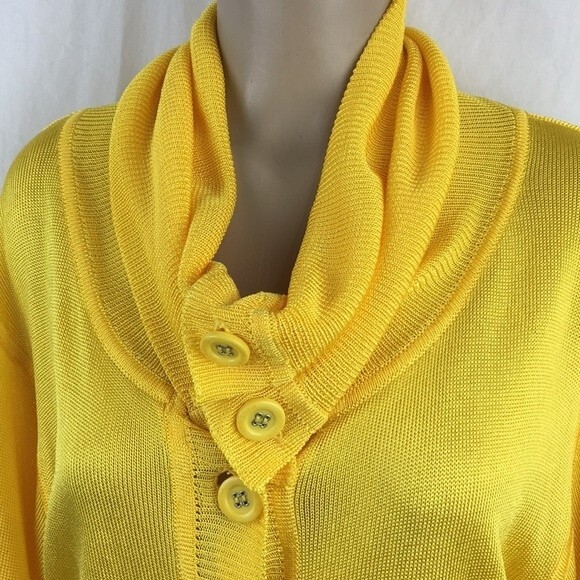 Adrienne Vittadini Women's Neon Yellow Knit Drape Neck Cardigan Sweater NEW M - Picture 4 of 10